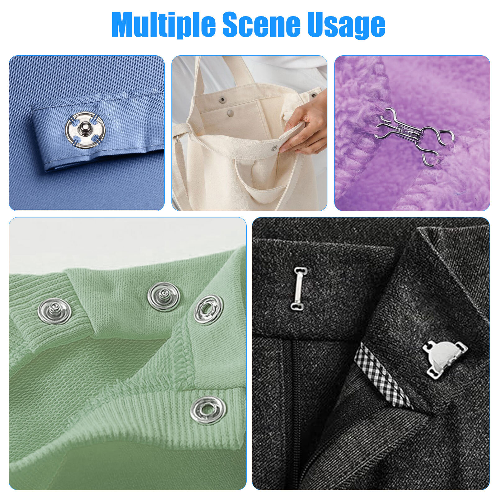 100 Pair Sewing Hook and Eye Closure 3 Styles Fasteners for Trousers Skirt Dress