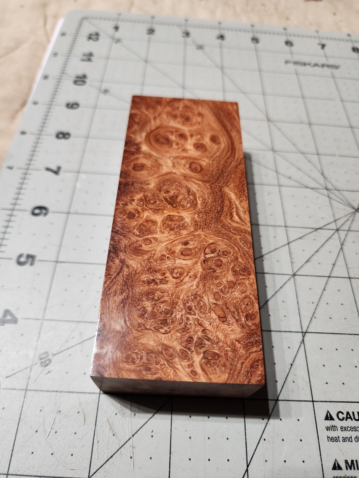 Stabilized Afzelia Burl Knife Blank Block, 5 X 2 X 1"