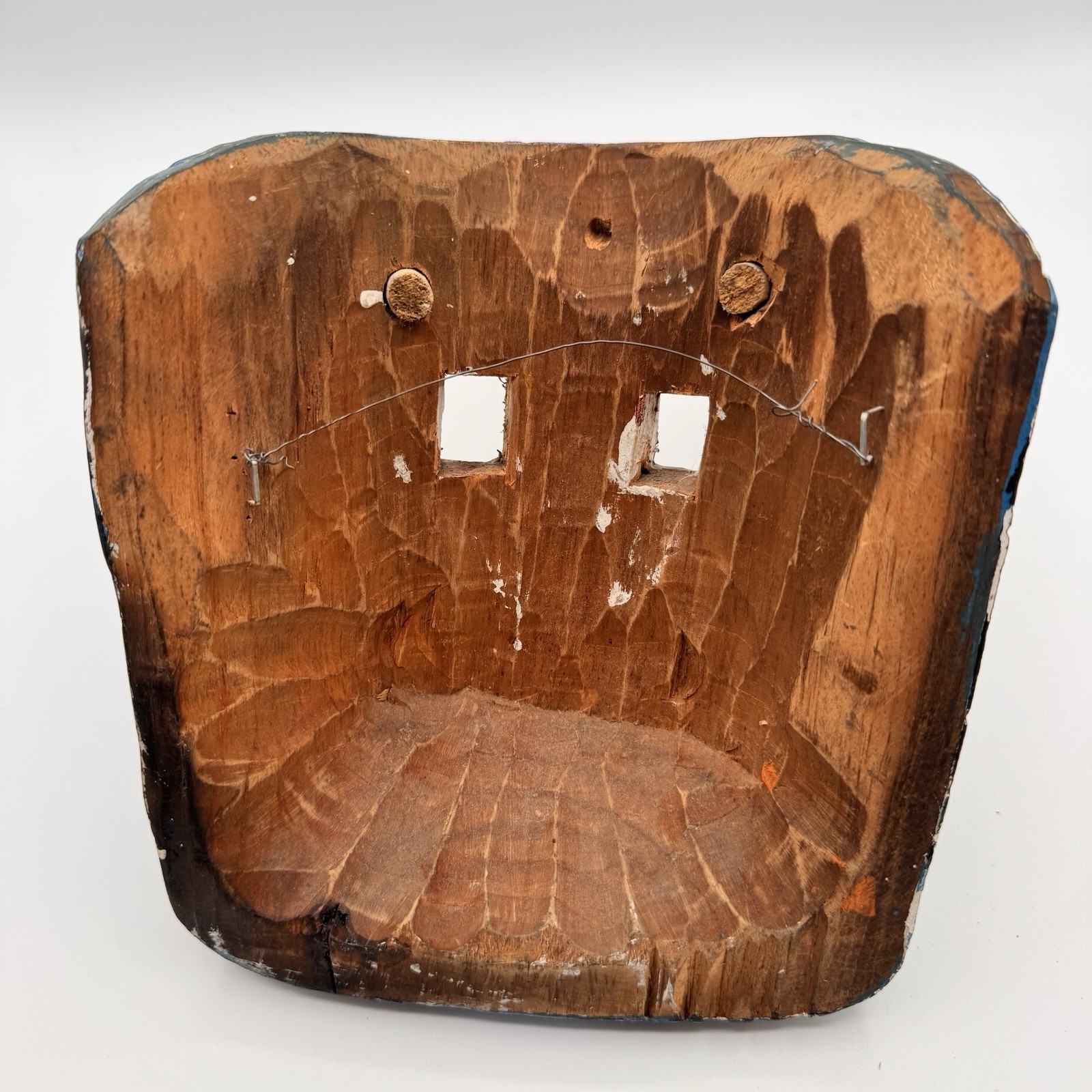 Vintage Guatemalan Festival Bull Mask Hand Carved Wood Folk Art Toro