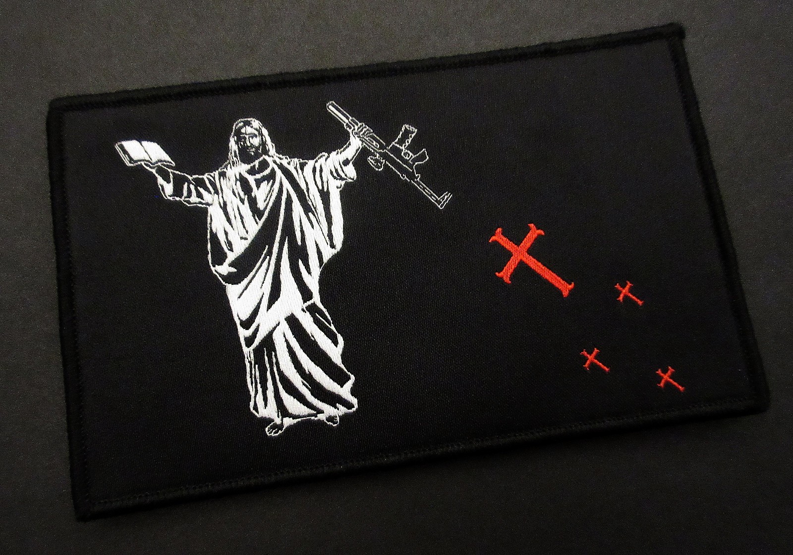 RARE 3x5 JESUS SLAYS PATCH UNAPOLOGETIC CHRISTIAN CO FORWARD OBSERVATIONS GROUP