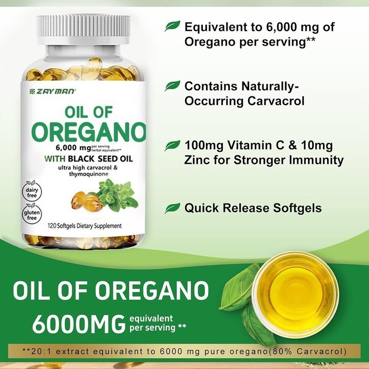Oregano Oil 6000mg 120 Softgels Capsules Pills Contains Carvacrol Immue Support