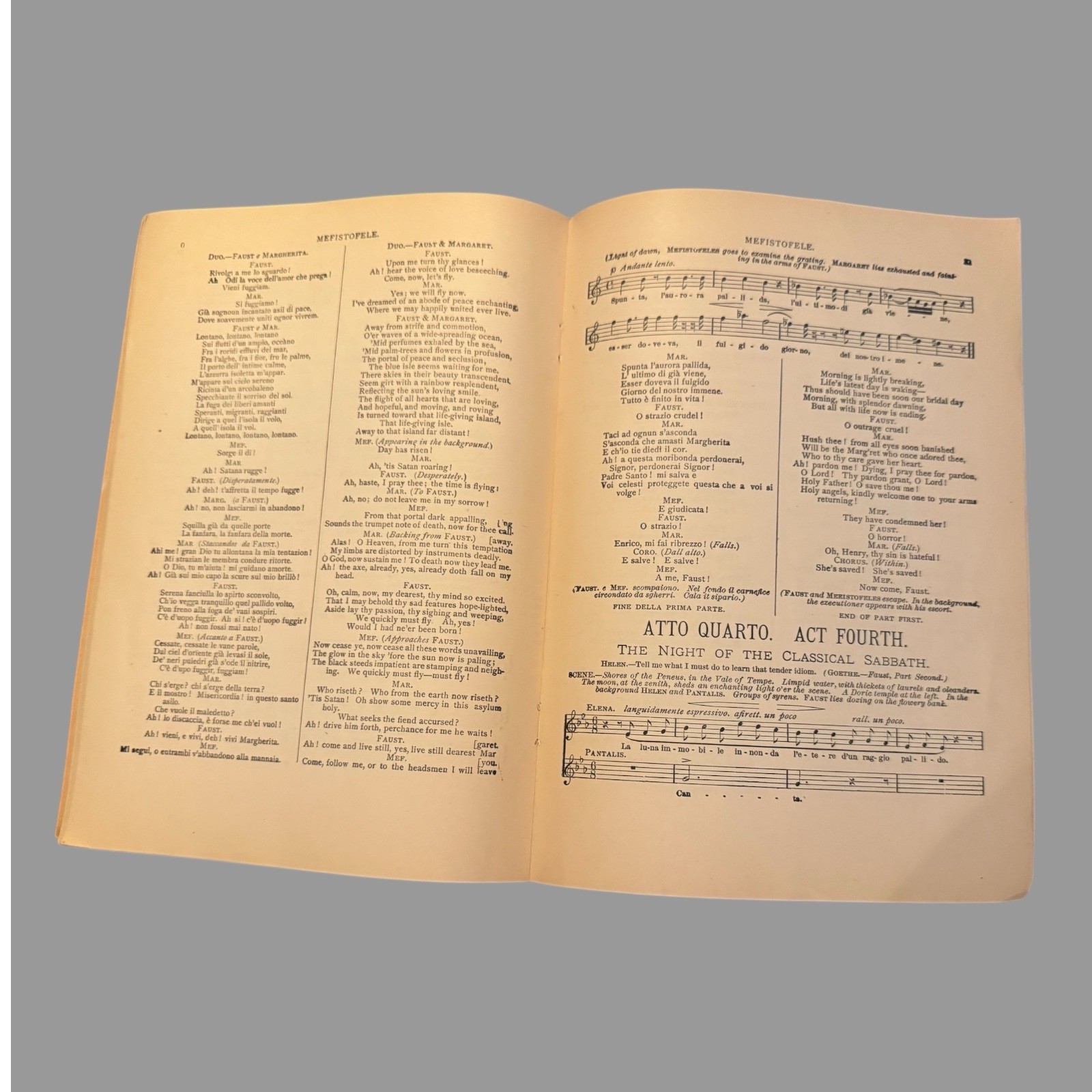 Boston Opera Advertising Playbill Program Libretto of Mefistofele by Boito