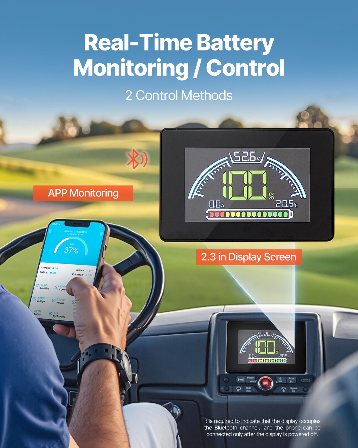 VEVOR 48V 105Ah Golf Cart Lithium Battery 20A Charger LCD Monitor & 4000+ Cycle