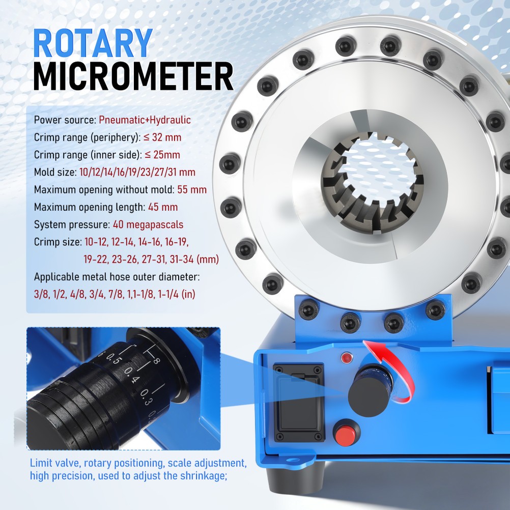 Pneumatic Hydraulic Hose Crimper High Pressure Hose Clamping Machine 40Mpa 8 Die