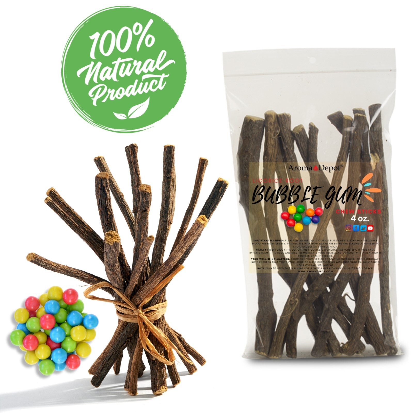 Licorice Root Chew Sticks Bulk 100% Pure Natural Flavored Glycyrrhiza Glabra