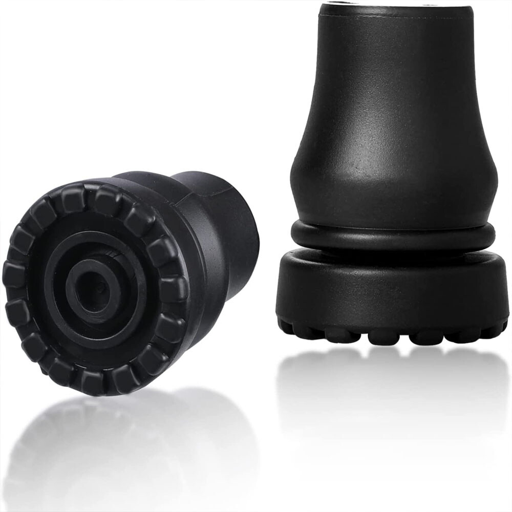 4-Pack Rubber Cane Tips 3/4 Inch Heavy Duty Walking Cane Tips Black Sturdy