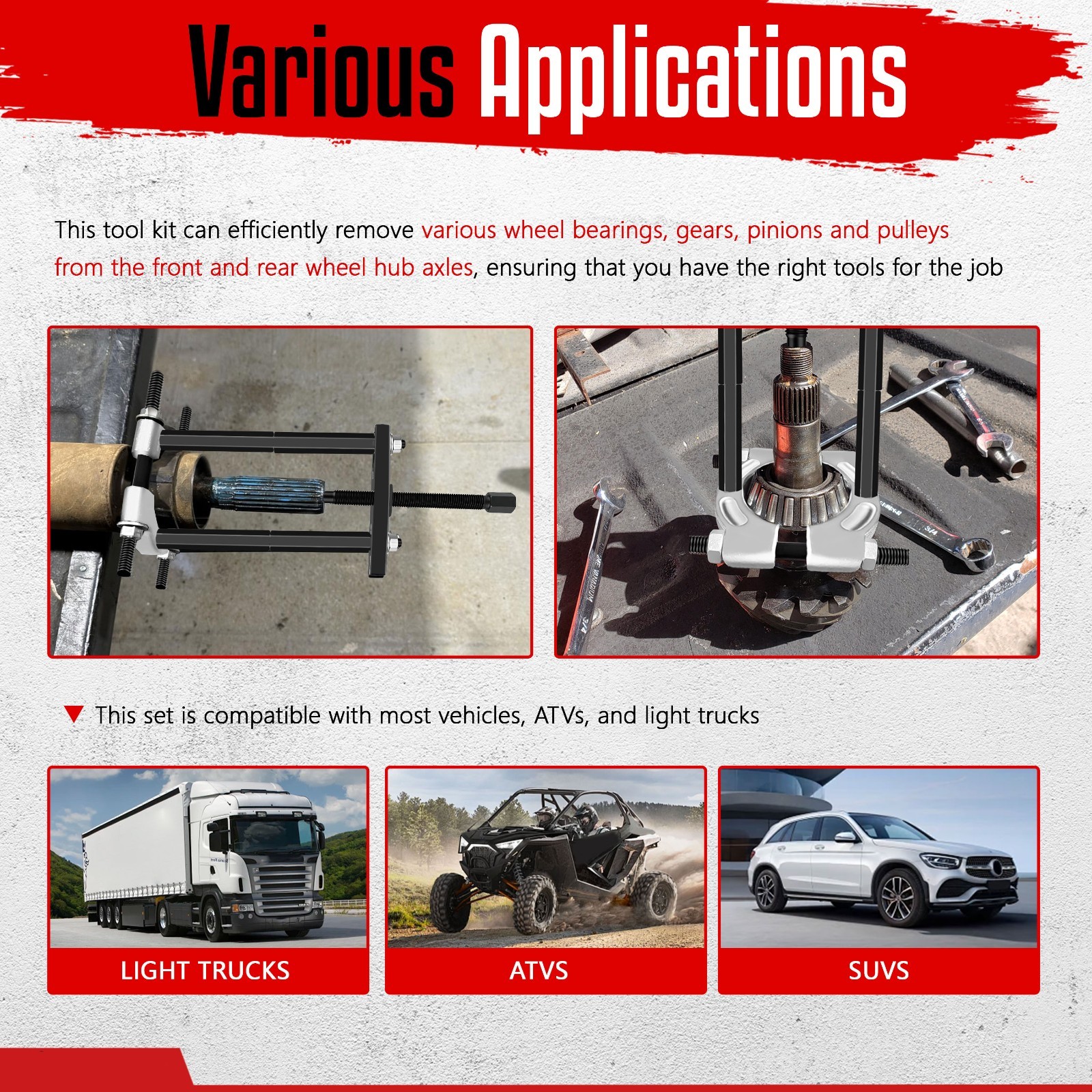 Bearing Puller and Splitter Set, 14-Piece Heavy Duty Pinion Wheel Removal Hub