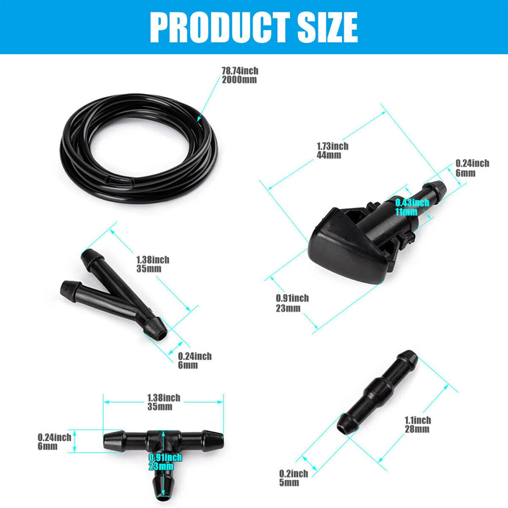 Universal Car Windshield Wiper Washer Squirter Nozzle Spray Jet Kit Fluid Hose