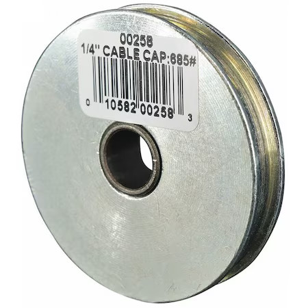 Sheave, Wire Rope, 1/4 In Max Cable Size, 685 Lb Max Load, Zinc Plated, 4Jx61