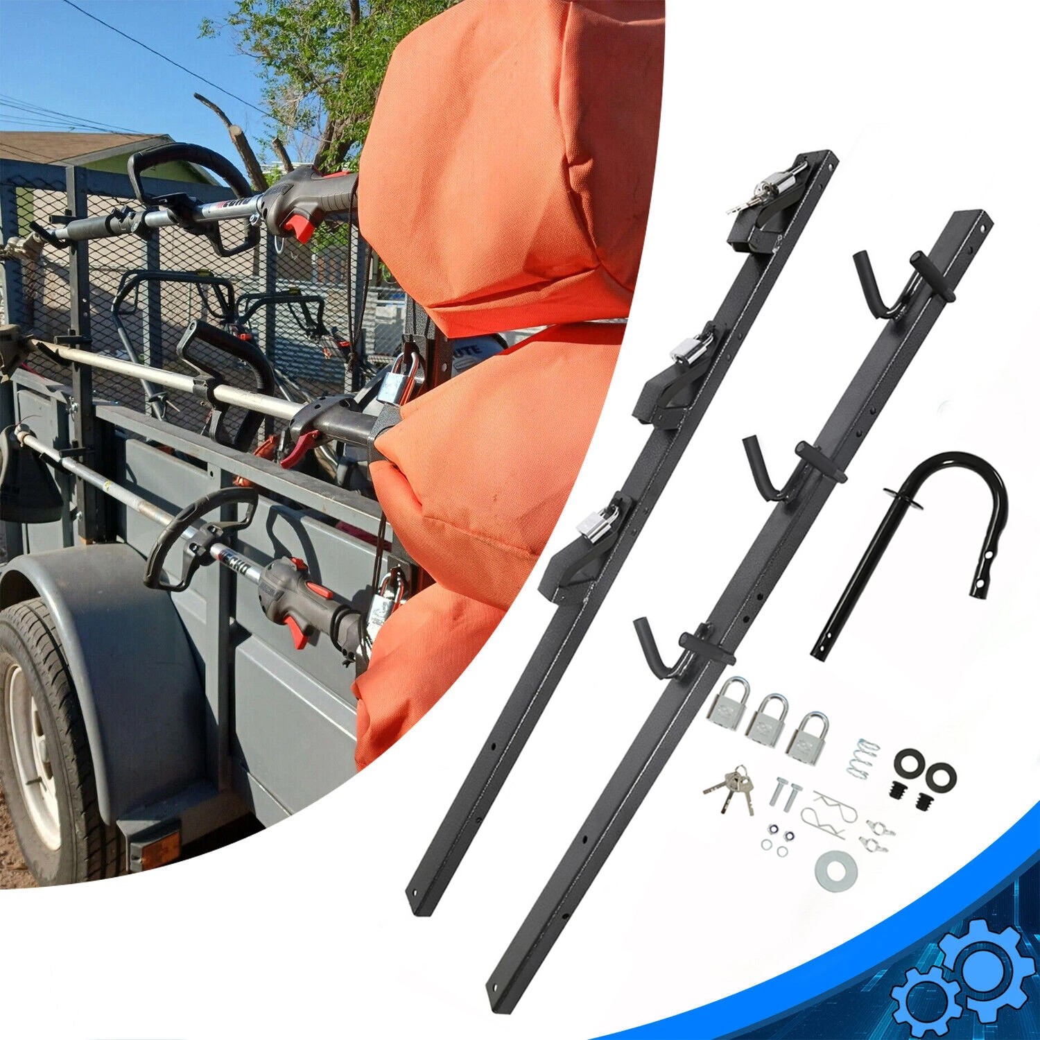 3 Place Trimmer Rack Holder w/Lock Weed Eater Carrier For Truck Trailer Enclosed