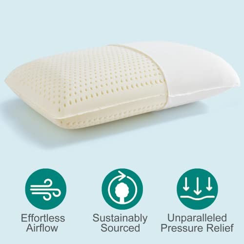 100% Natural Talalay Latex Pillow Sleeping Bed Pillows, Extra Soft Queen Size