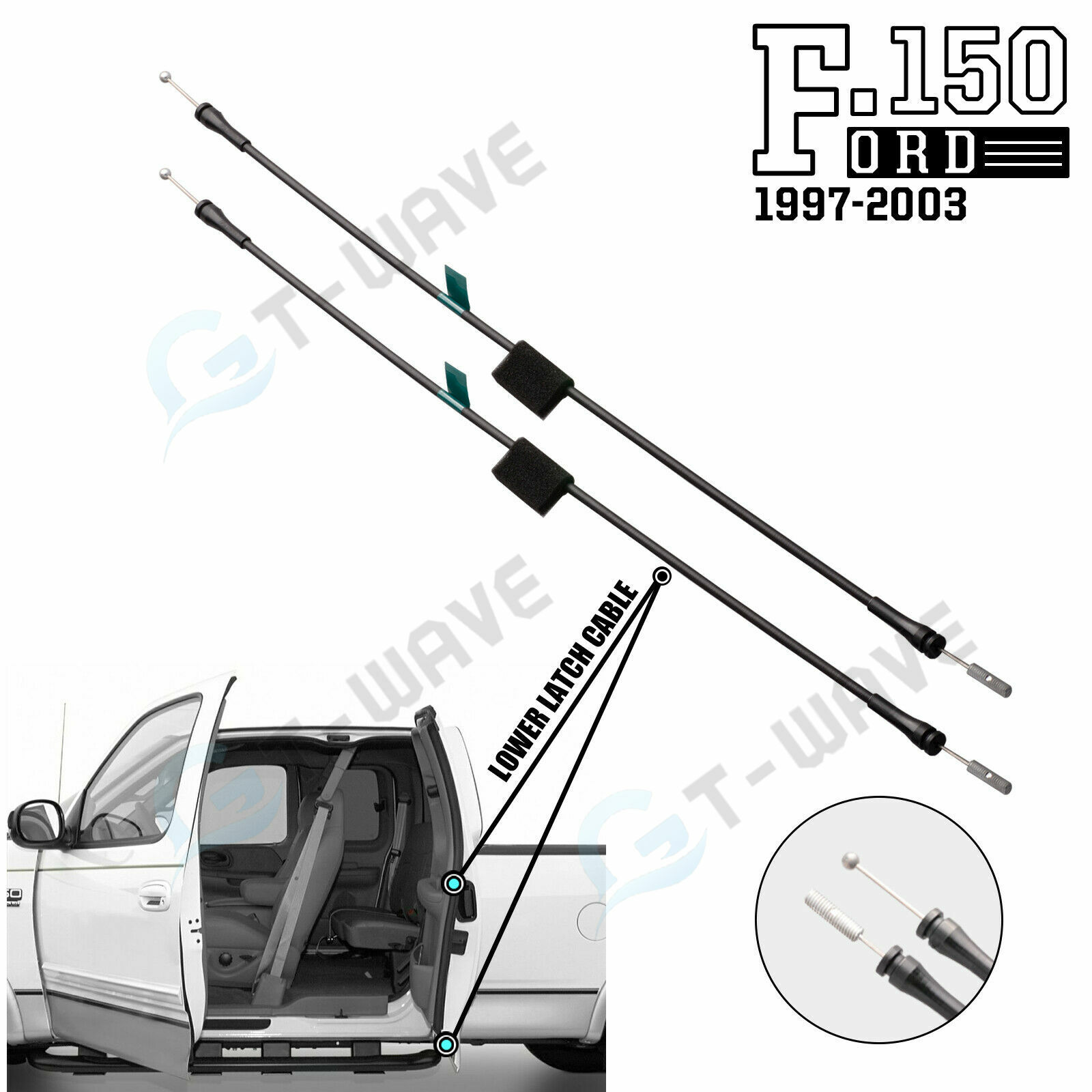 Rear Door Lower Side Door Latch Release Cable for Ford 97-04 F150 F250 (2 PCS)