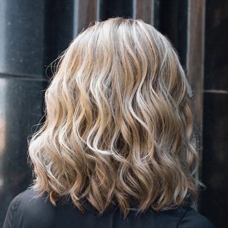 Blonde Gold Brown Short Natural Wavy Curly Blonde Wig Women's Synthetic Hair