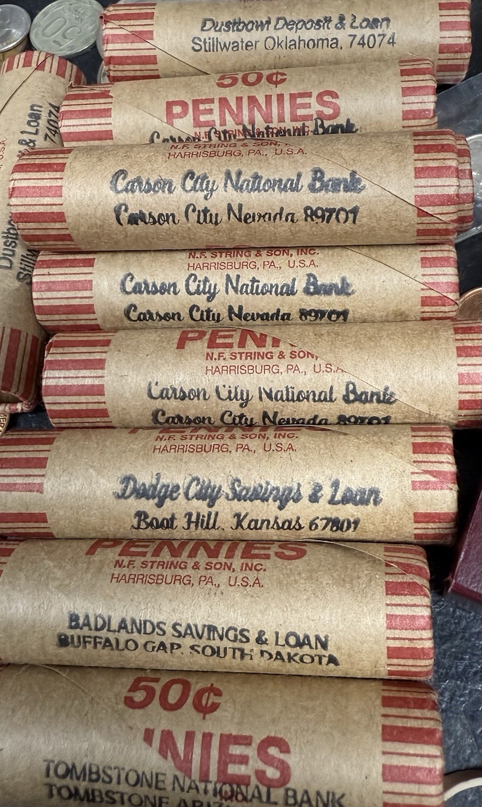 Lincoln Wheat Cents Lot Penny 1 Roll With Indian Head End 50 Coins