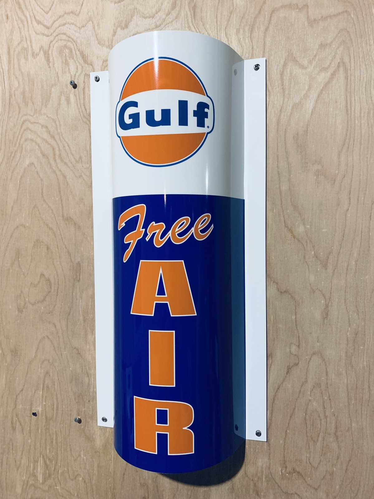 GULF Free Air Curved Metal Gasoline Gas sign Pump Oil Gasoline WOW!!!