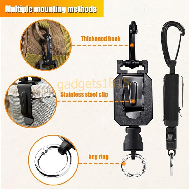 CB Radio Mic Holder Hanger Retractable 32" Stainless Steel Cord Keeper w/ Clip