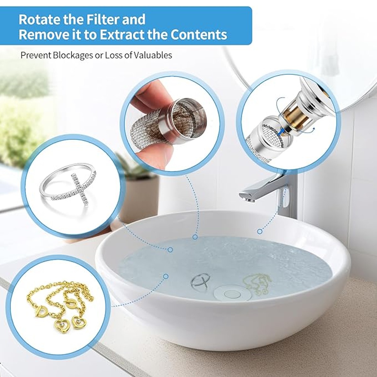 Stainless Steel Floor Drain Filter, Isolate Odor Pop Up Sink Drain Filter（2Pcs）