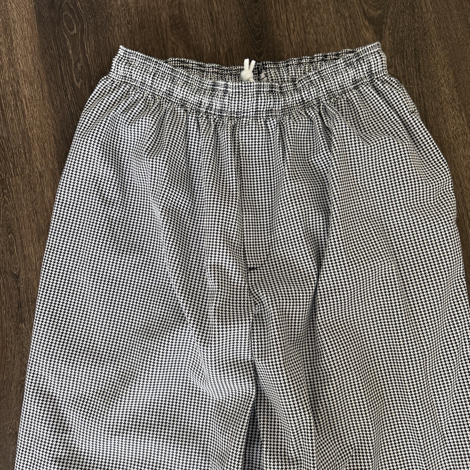Happy Chef Utility Pants Black White Houndstooth Sz M Pockets Classic MINT Cook