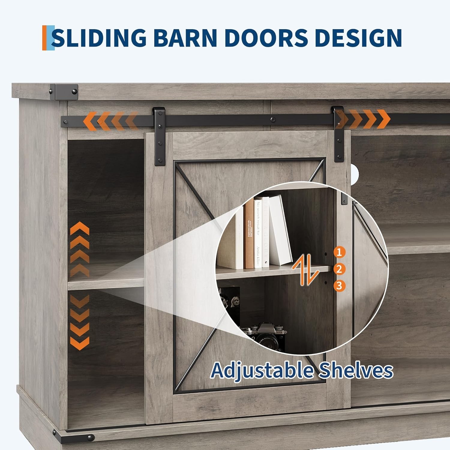 Farmhouse TV Stand Entertainment Center Media TV Console Table for TVs up to 65"