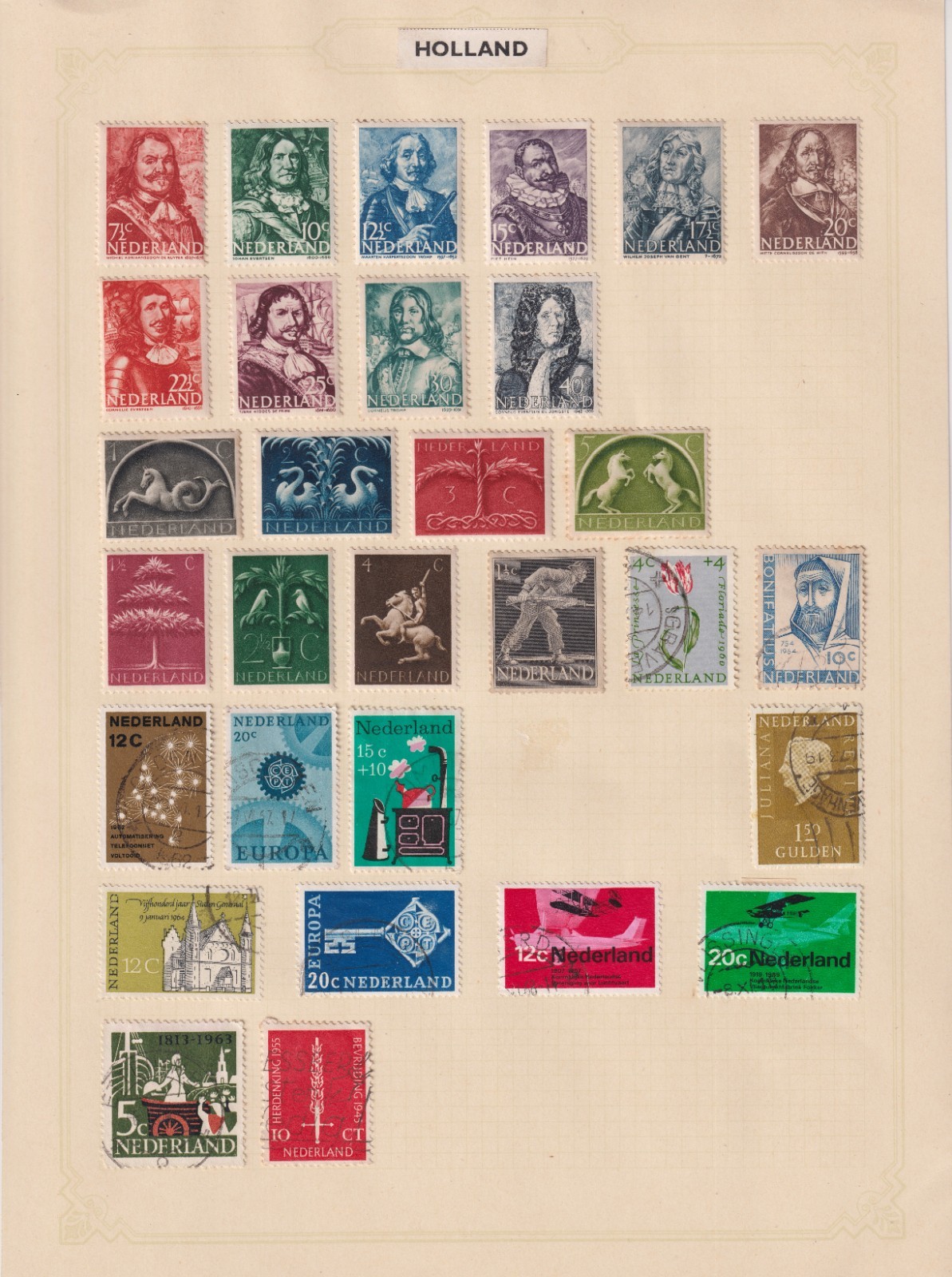 Netherlands Stamps on 3 Pages - Used