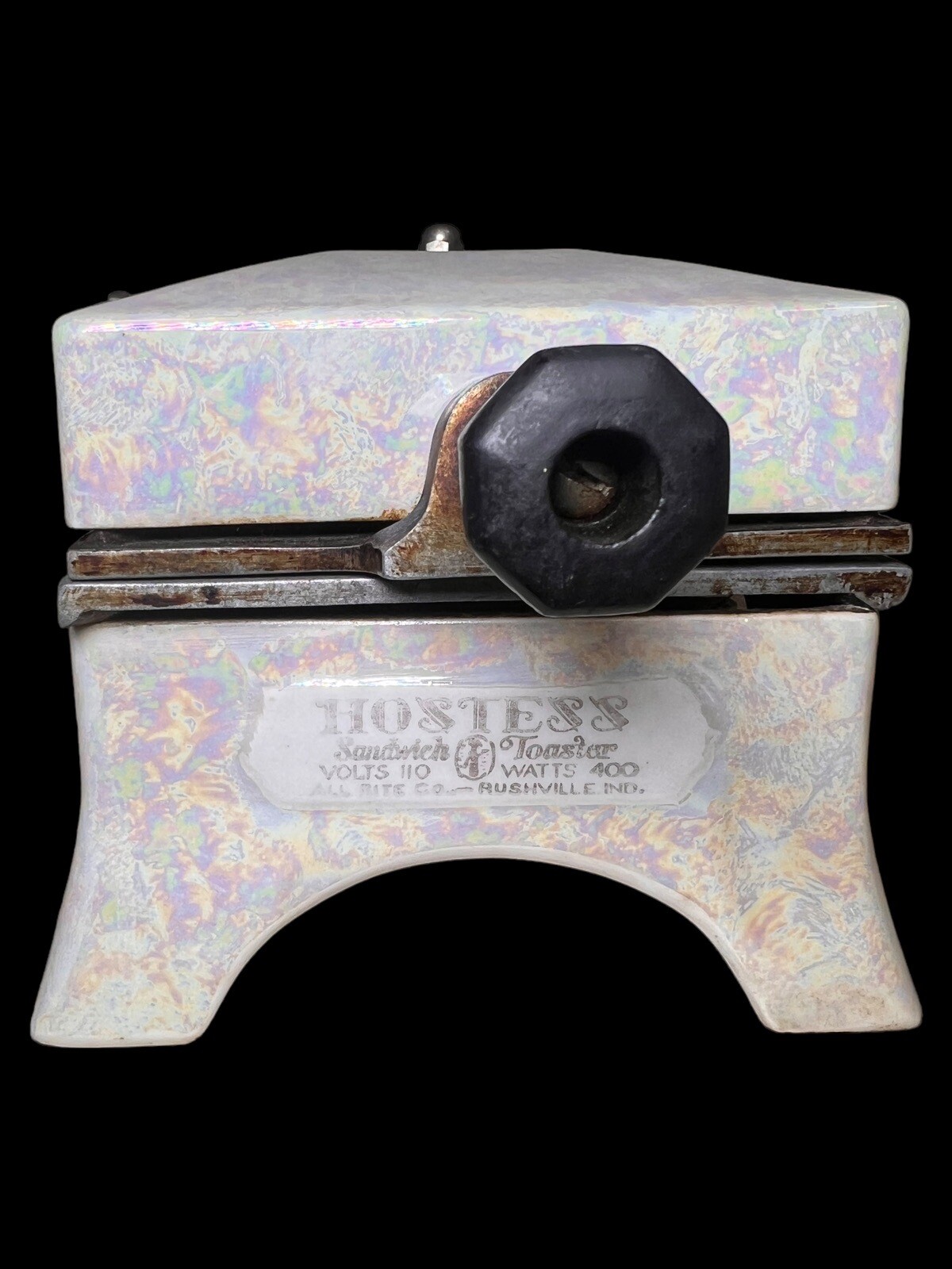 1930's Art Deco Hostess Sandwich Toaster Panini Press Porcelier White W/ Cord