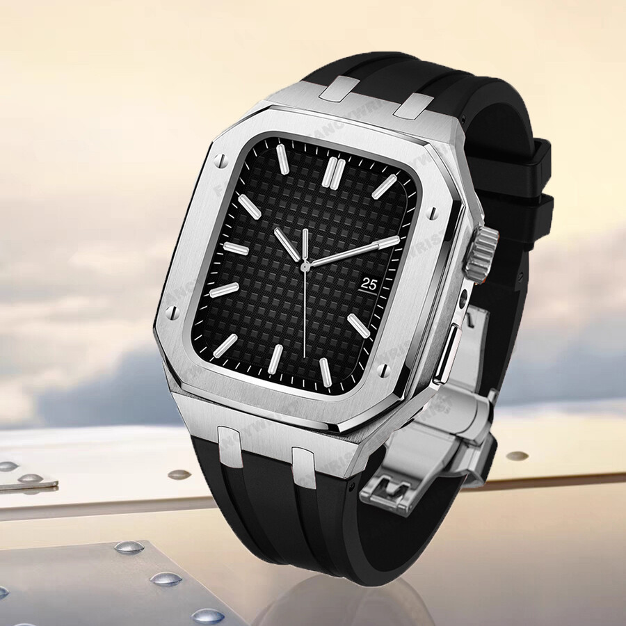 For Apple Watch 9 8 7 6 Mod Kit Armor Protective Case Band Strap Cover 44mm 45mm