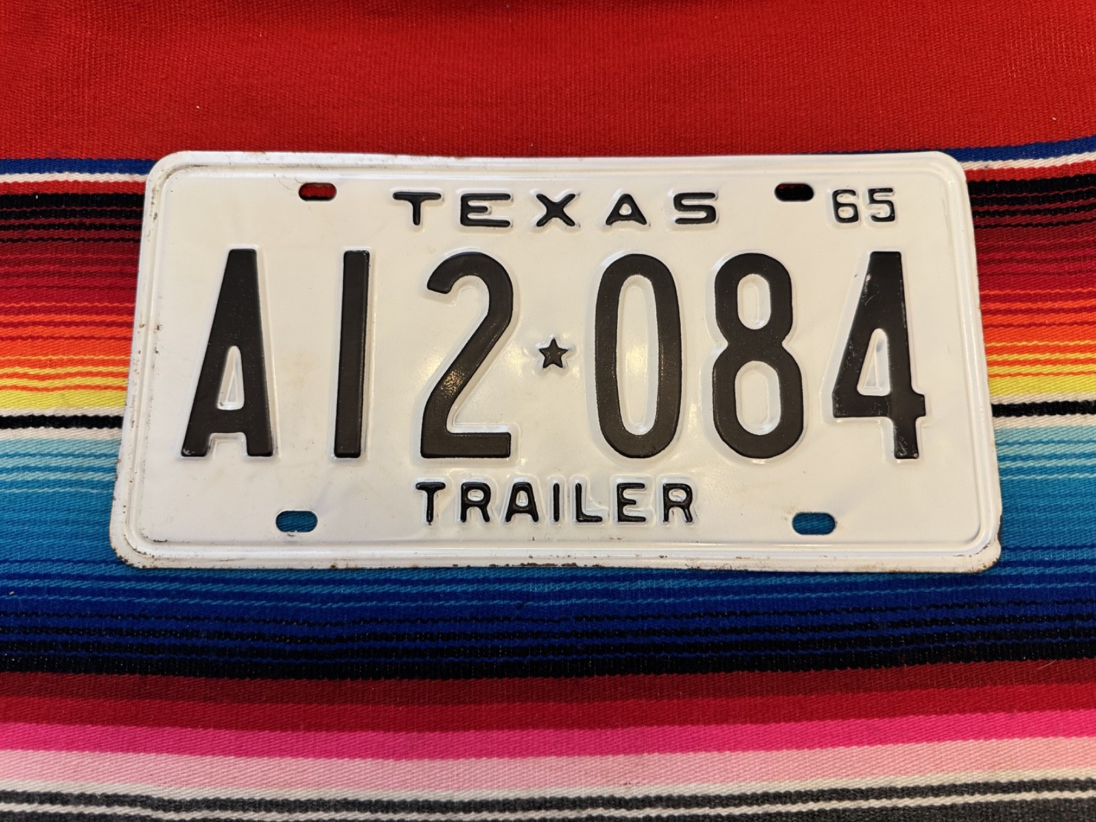 1965        TEXAS        TRAILER      LICENSE       PLATE     A12084      SINGLE