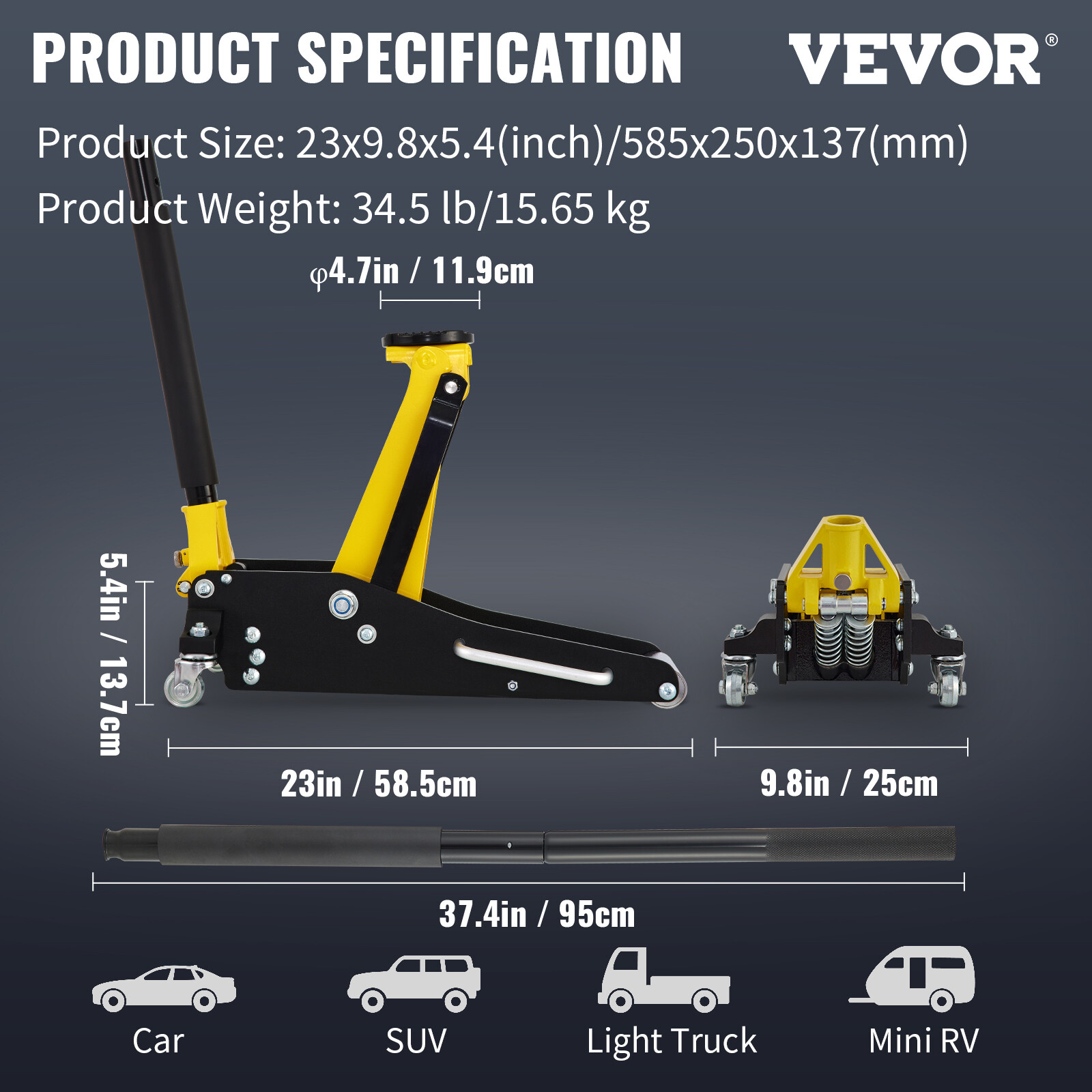 VEVOR 1.5 Ton Low Profile Floor Jack Aluminum Steel Racing Dual Pump Car Jack