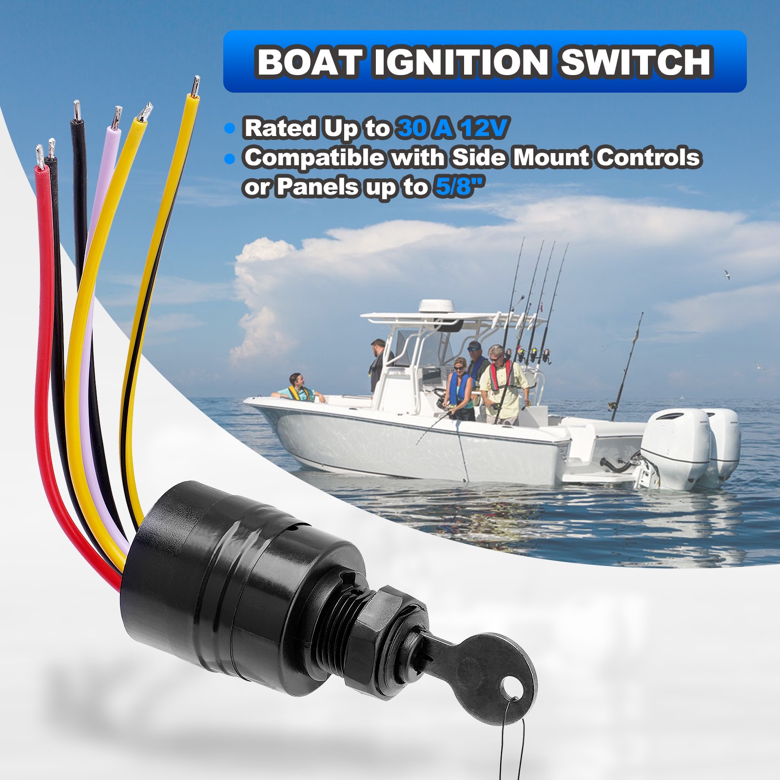 Ignition Key Switch Boat Push to Choke 6 Wires for Mercury Outboard 87-88107 A5