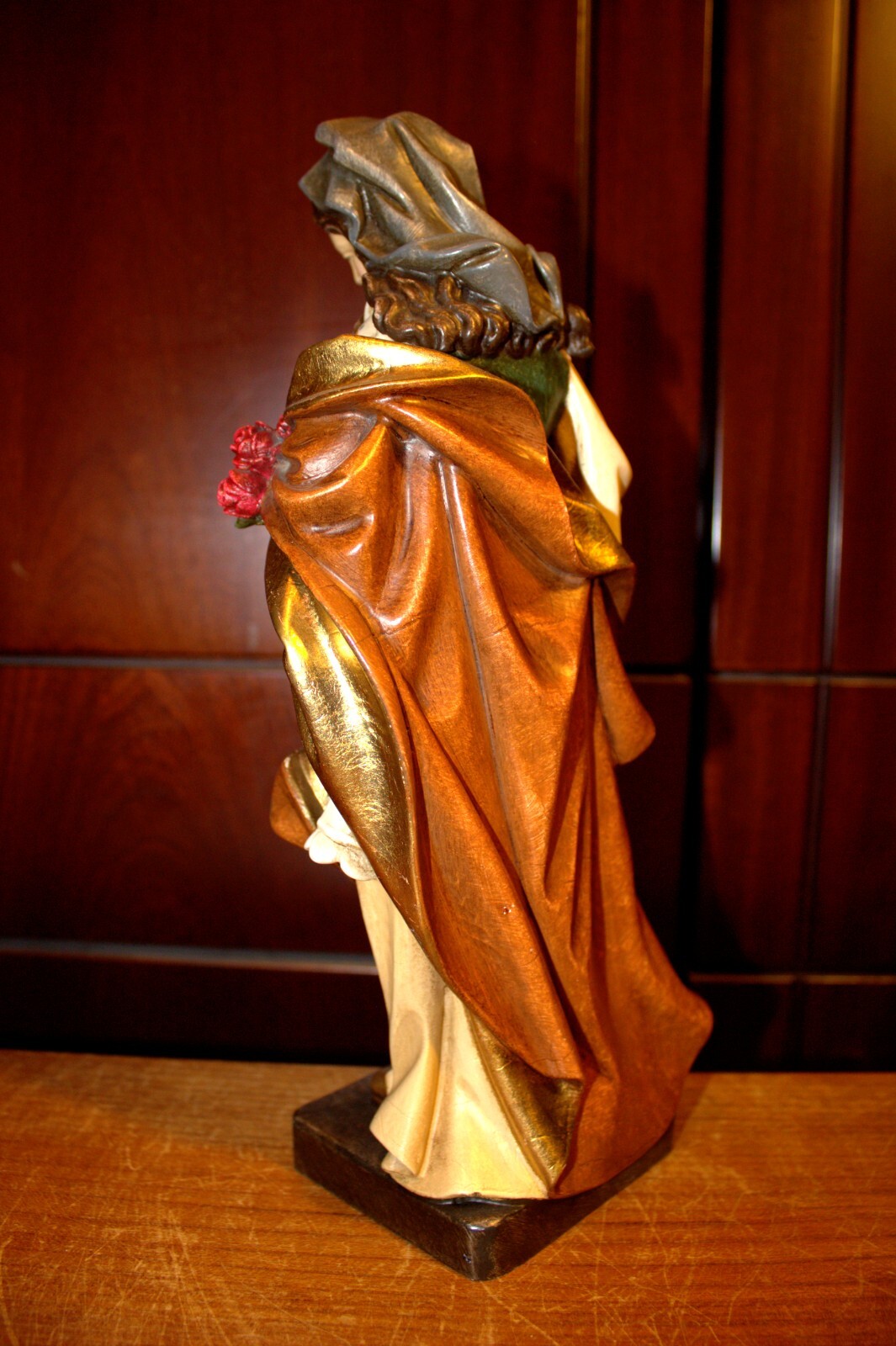 12" HAND CARVED WOODEN CATHOLIC PATRON SAINT ELIZABETH STATUE FIGURE SCULPTURE