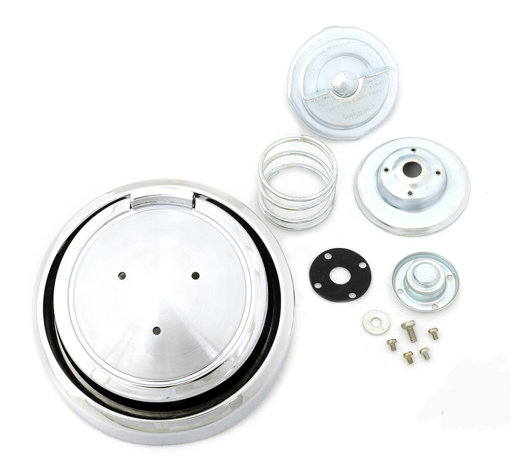 NEW! 1967 Ford Mustang Gas Cap Pop Open Style Chrome with Pony Emblem Free Ship