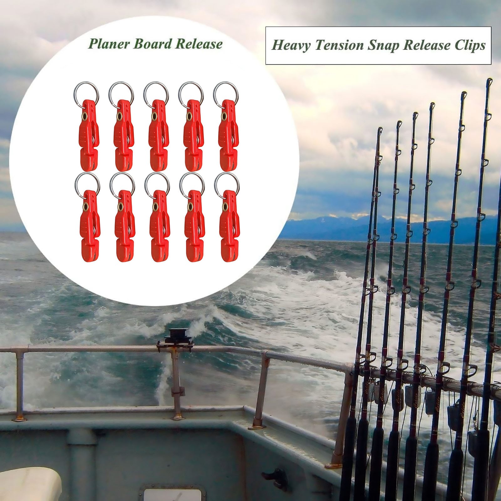 10pcs Red Quick-Release Clips For Fishing Line In Seawater And Freshwater