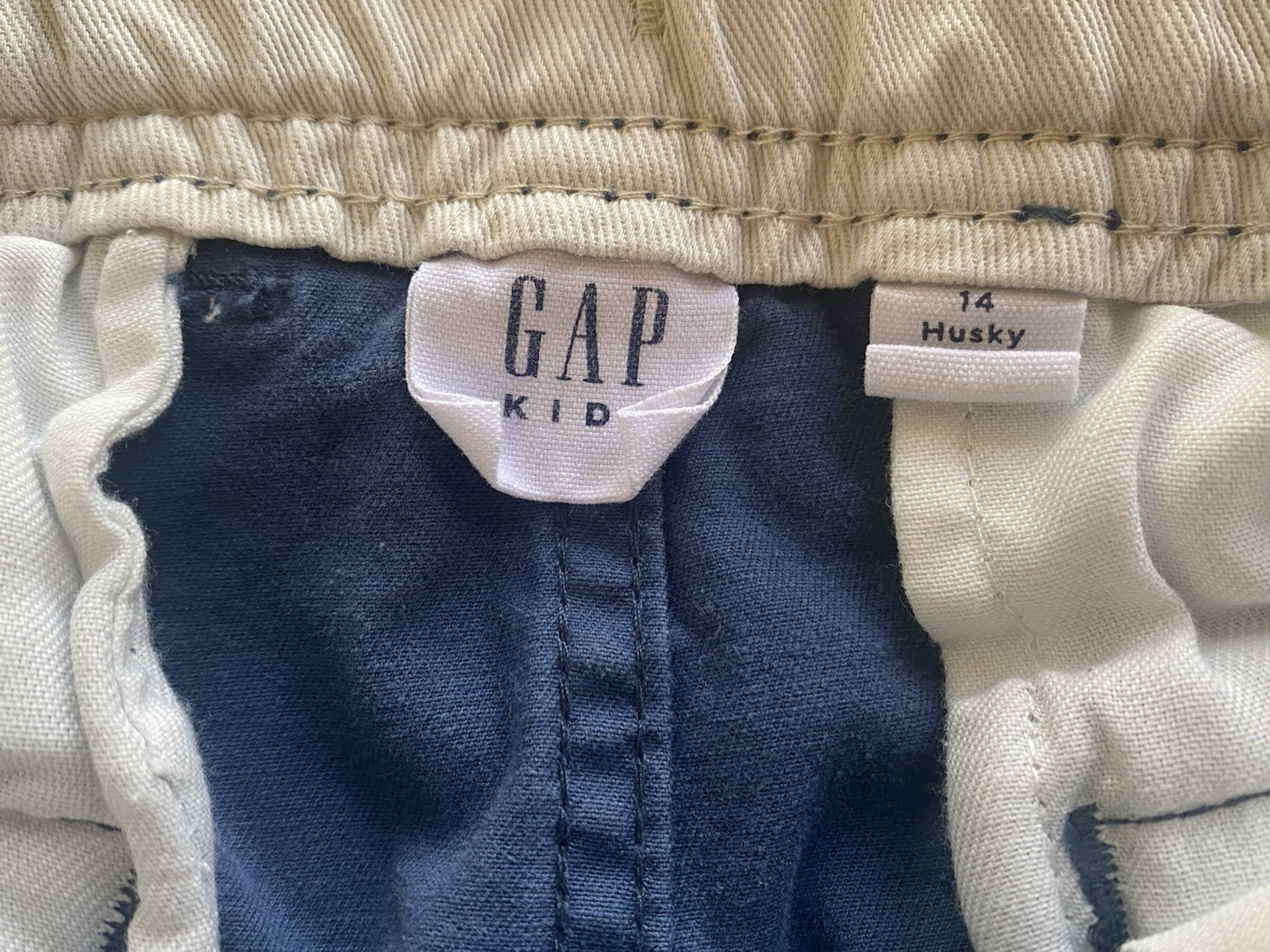 Gap Kids Size 14 Husky Blue Cargo Shorts & 14/16 Print Button Down Shirt Light