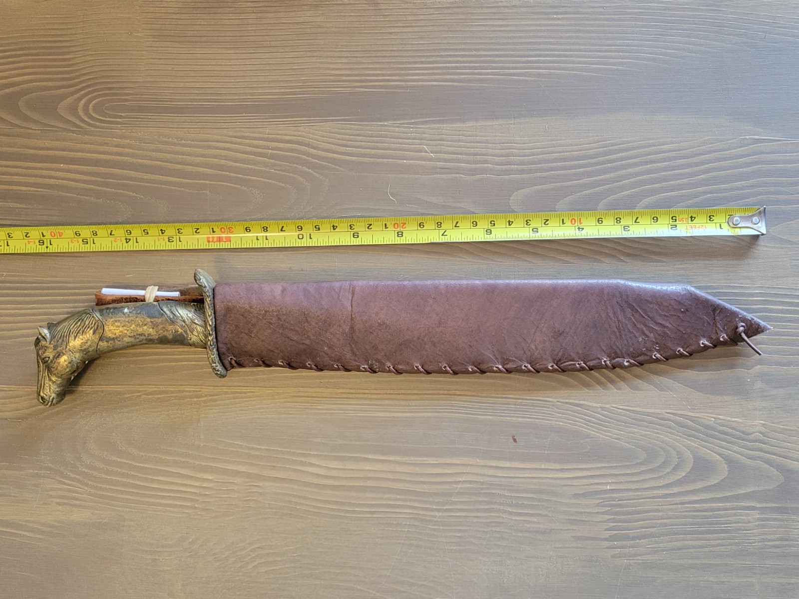 Custom Made Civil War Era Parts Brass Handle Fighting Knife & Custom Sheath