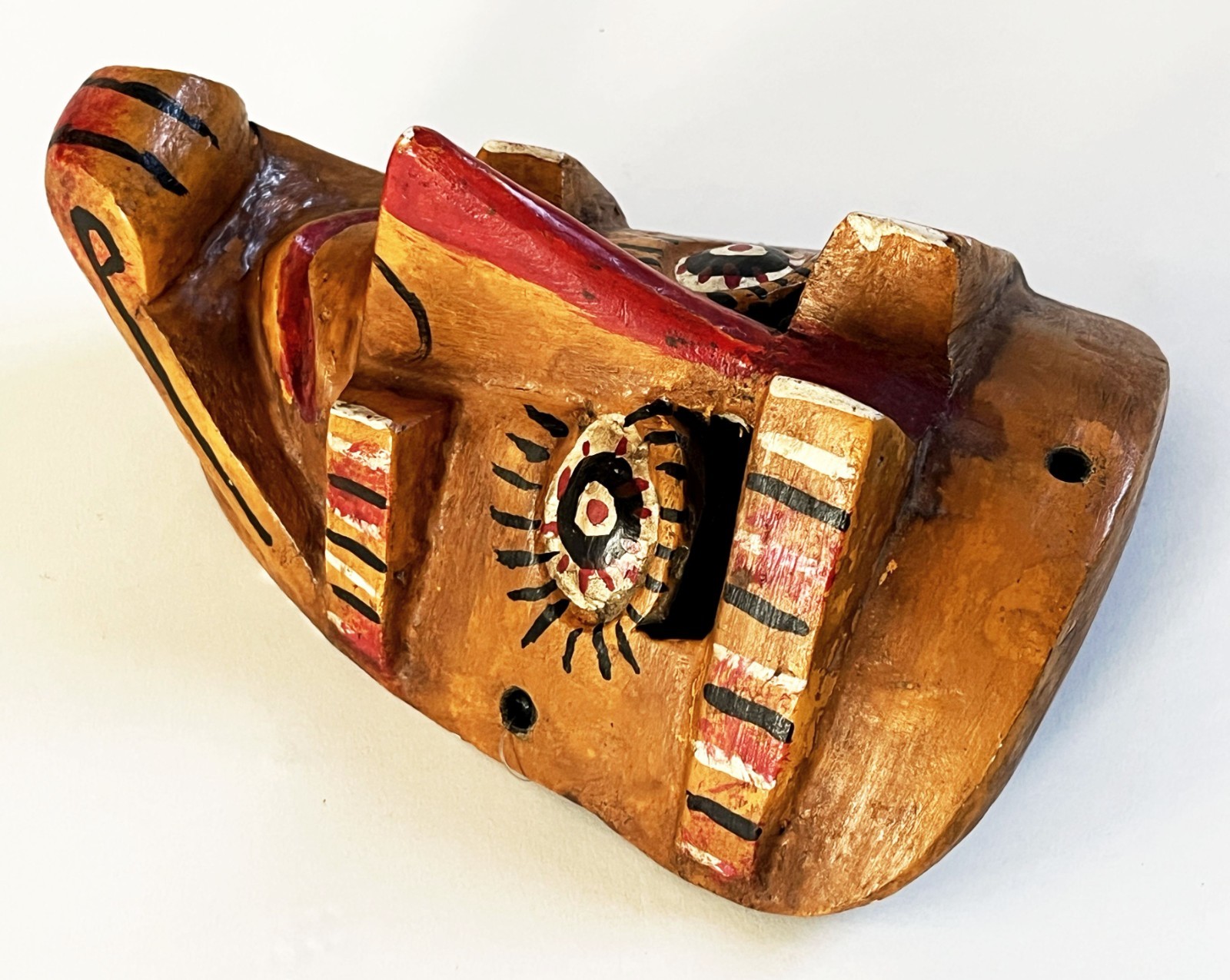 VTG MEXICAN GUERRERO FOLK ART HAND CARVED WOOD MORO CHINO CULTURAL DANCE MASK