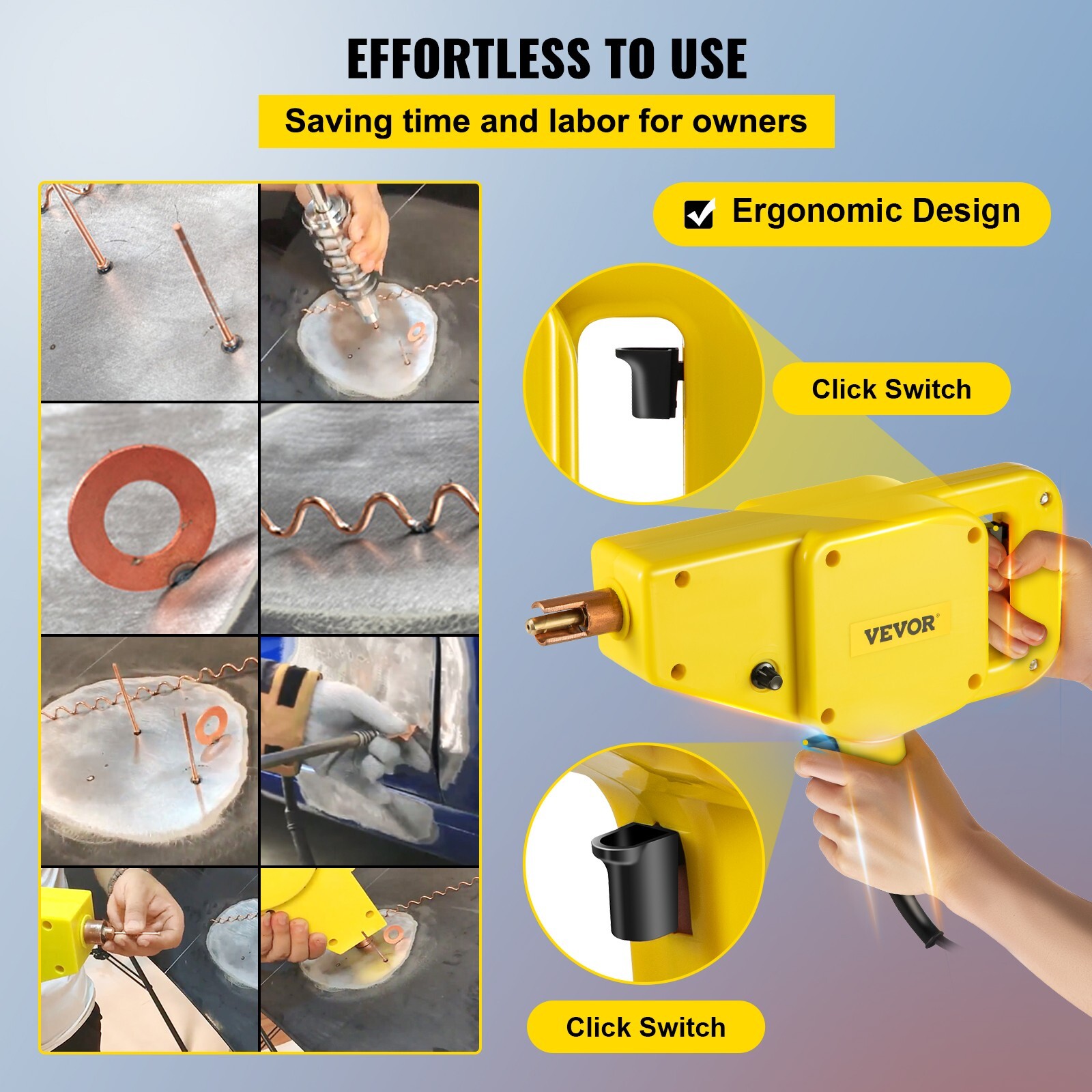 VEVOR Auto Body Dent Repair Kit 800VA Electric Stud Welder Gun w/ Puller Hammer