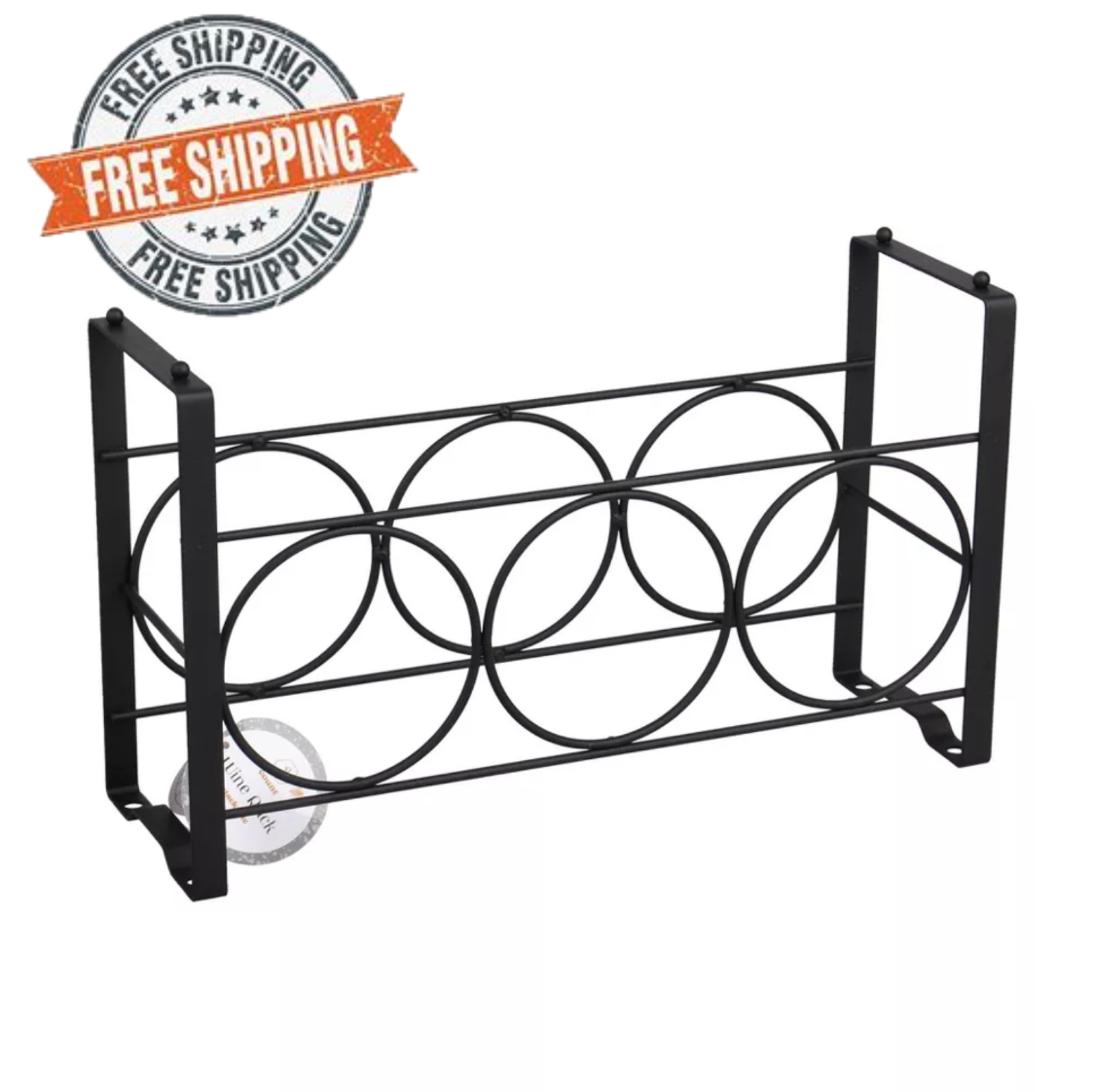 3 Bottle Countertop Wall Mount or Table Top Elegant Iron Wine Rack Black 7x12x4"