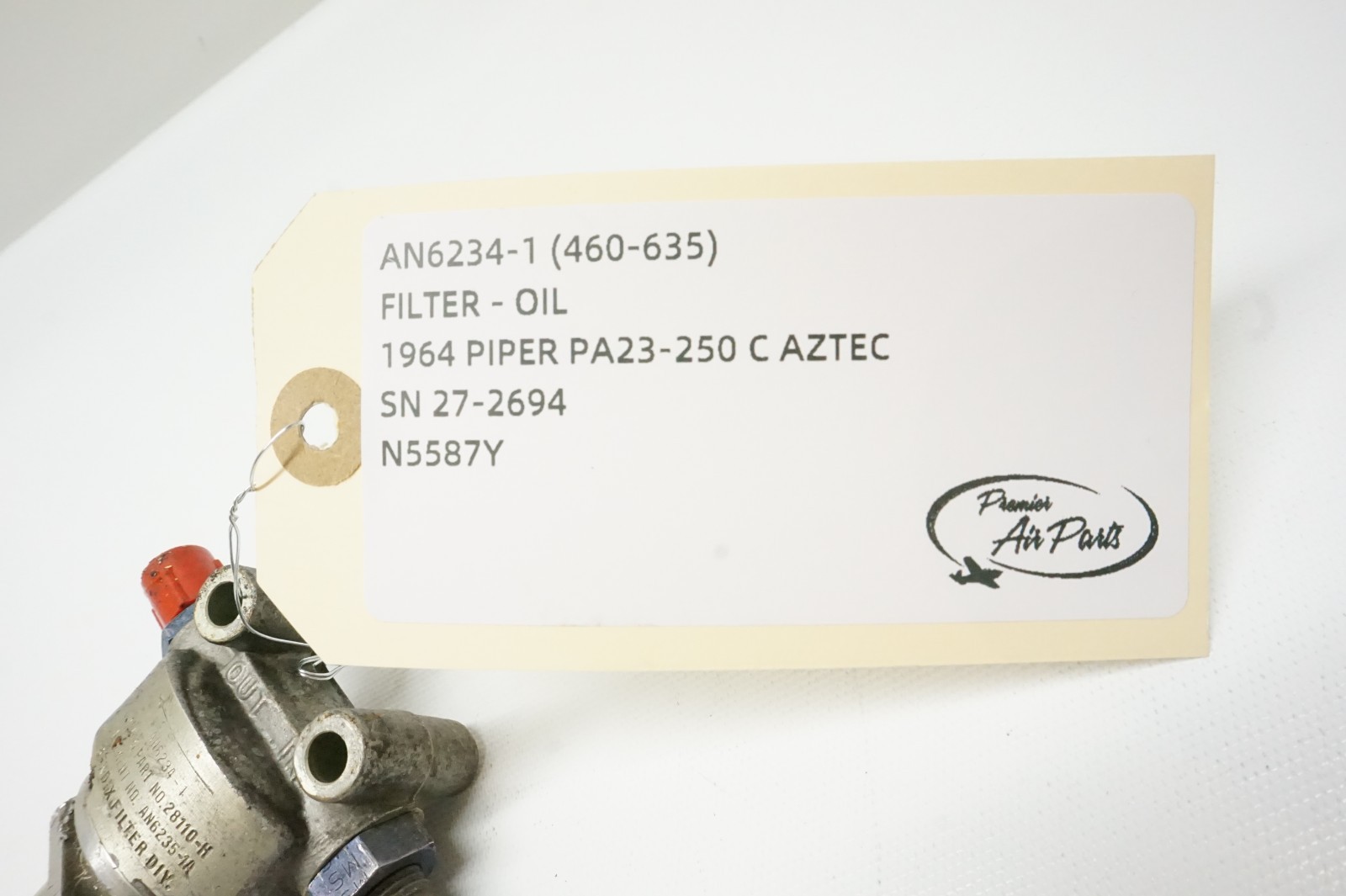 1964 Piper Aztec PA-23-250 C Oil Filter Assembly, P/N: AN6234-1 / 460-635