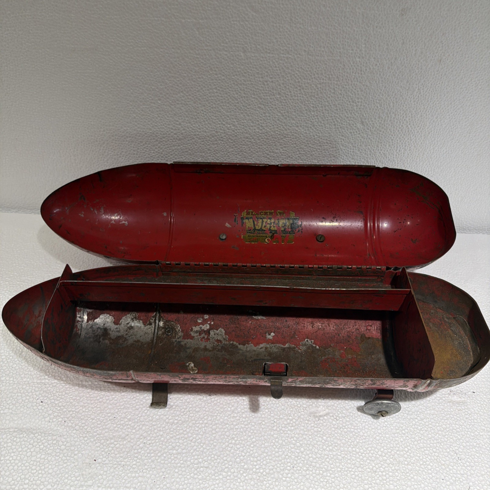 Vintage Blackhawk Torpedo Tool Box Garage Tools Hot Rod Red Rocket Style 1950's