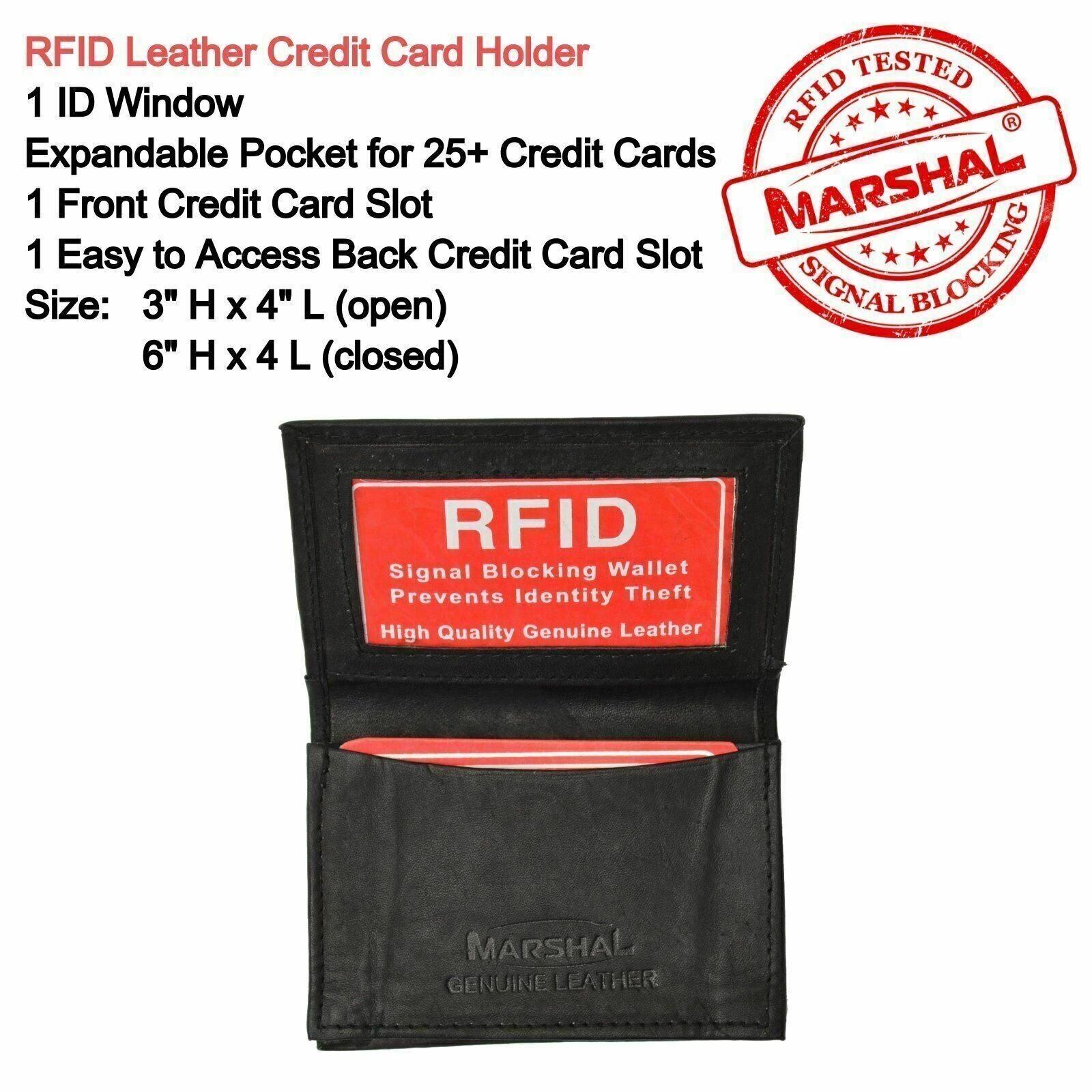 RFID Mens Slim Front Pocket Wallet Genuine Leather Bifold ID/Credit Card Holder