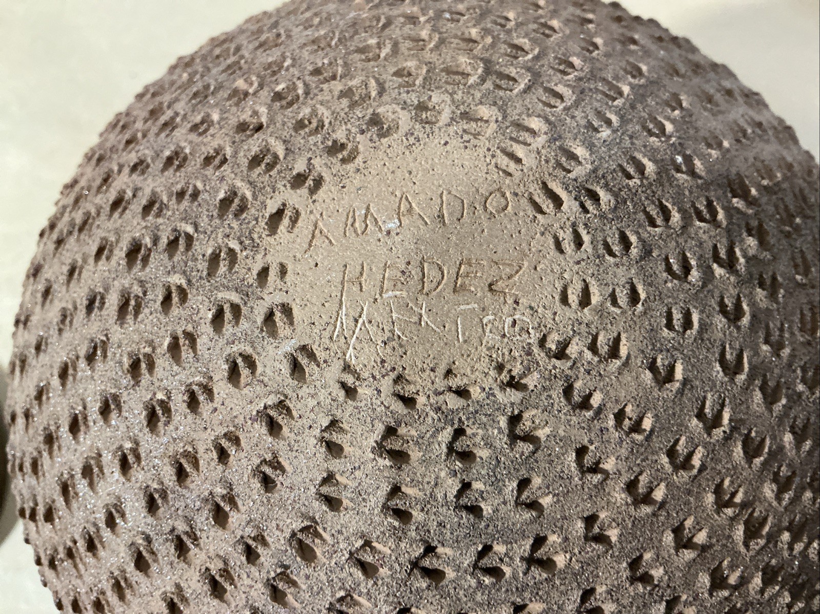 Amado Hedez Hernandez Pottery Brown Corrugated Pot Mata Ortiz, Mexico 6”