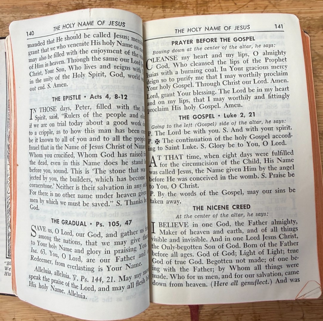 Vtg Saint Joseph "Continuous" Sunday Missal - 1957-58 Catholic Prayer