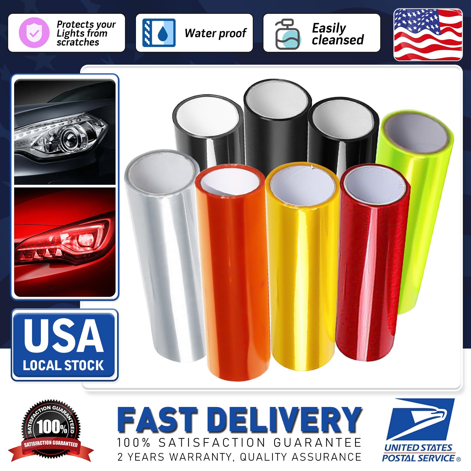 Self Adhesive Car Headlight Taillight Tint Film Changing Wrap for Motorcycle