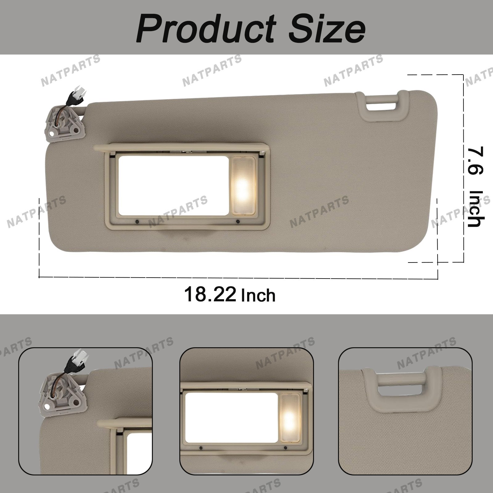 Left Driver Side Sun Visor w/ Light for Nissan Titan 2016-2024 96401-EZ70B
