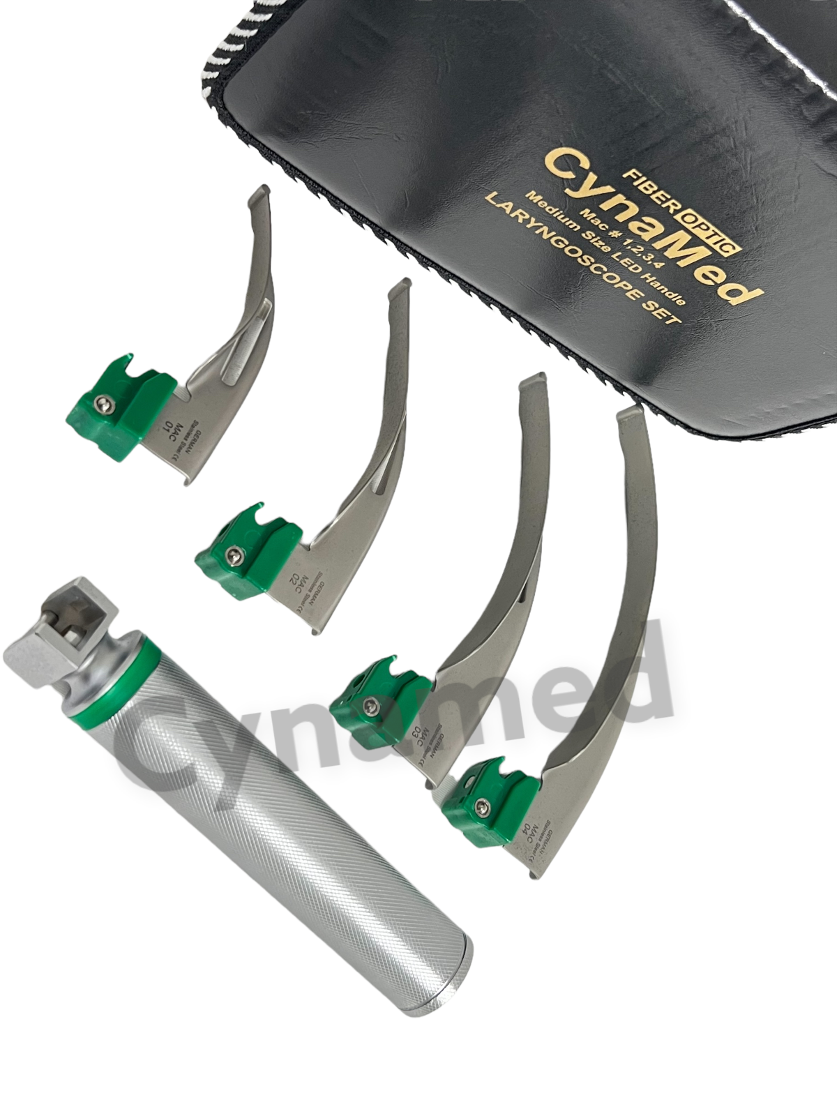 New Fiber Optic Mac Laryngoscope Set (LED Light) White Set of 5