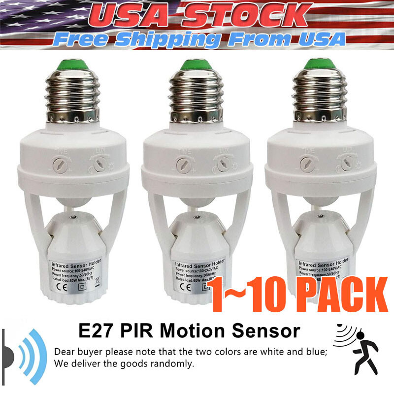 Infrared PIR Motion Sensor E27 LED Light Lamp Bulb Holder Socket Switch 110/220V