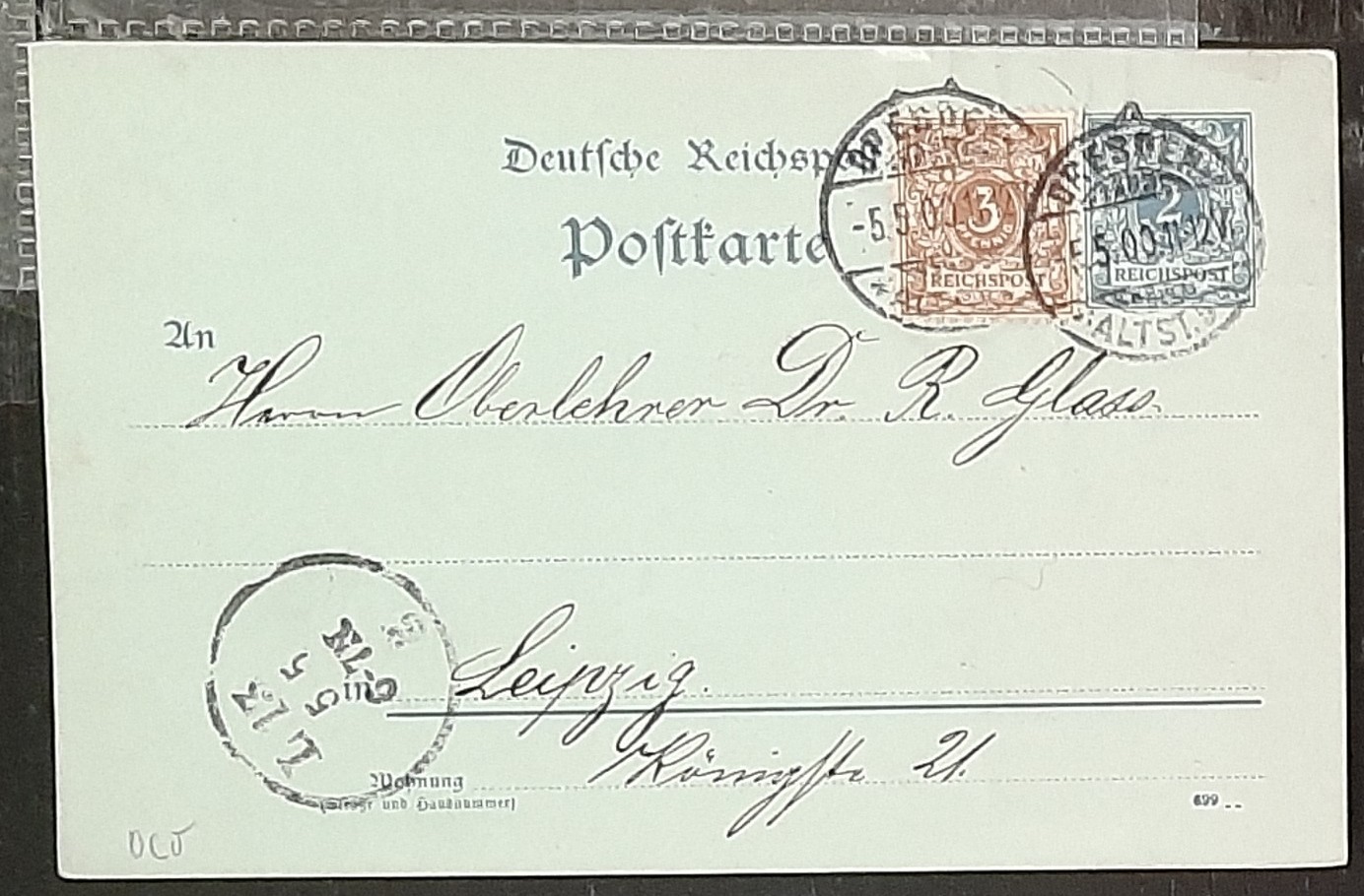 y(GER-865) GERMANY 1900 REICHPOST 2pf postal postcard used (3) different cards