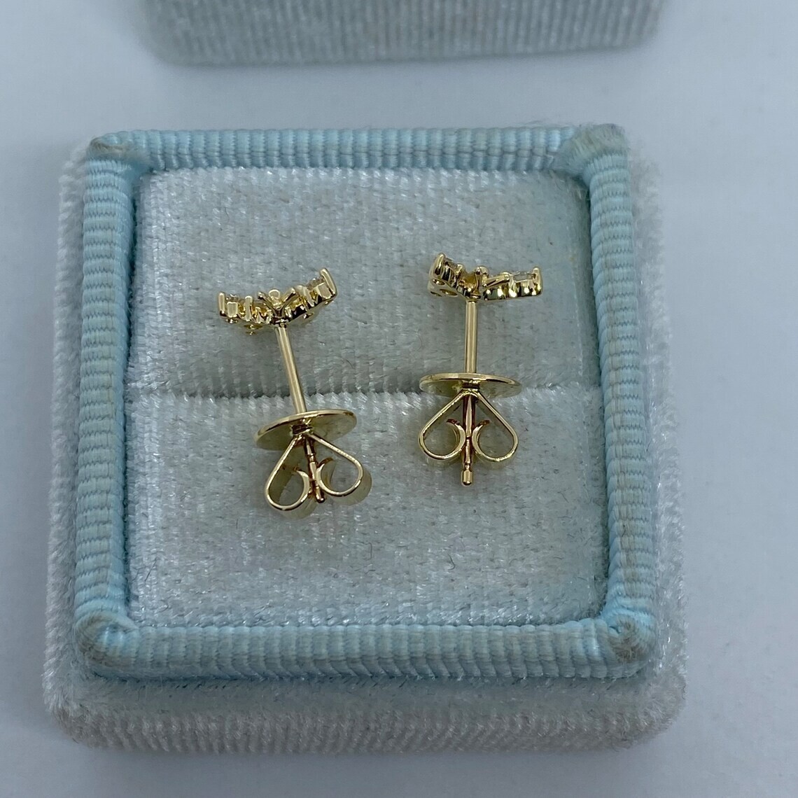 2Ct Round Real Moissanite Dainty Butterfly Stud Earrings 14K Yellow Gold Plated