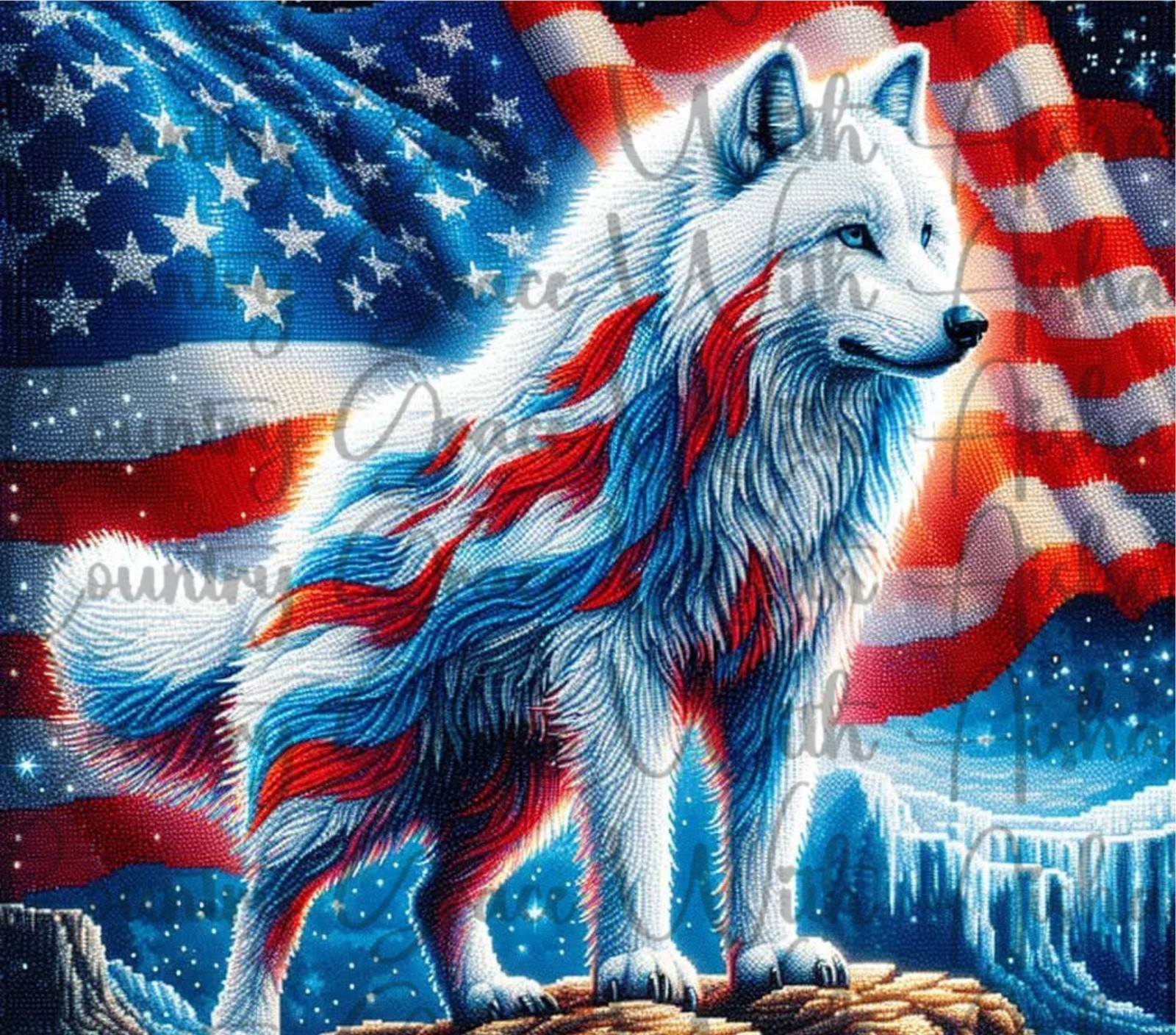 Wolf American Flag 20oz Skinny Tumbler Sublimation Transfer Ready To Press
