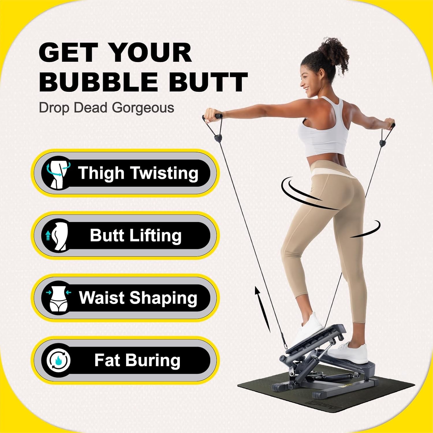 Twist Stepper with Resistance Bands, Stepper Machine with 300LBS Weight Capacity